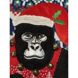 Holiday Time Gorilla Christmas Sweater XL Red & Green Acrylic Ugly Holiday Knit